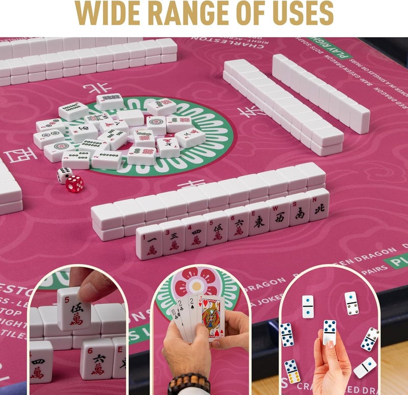 SiDreea Mahjong Mat, 32.4×32.4 Inch Noise Reduction Anti-Slip Mahjong Mat for Table, Mahjong Table Mat for Poker, Card, Board Games Table Mat, Tile Games, Dominoes - Image 3